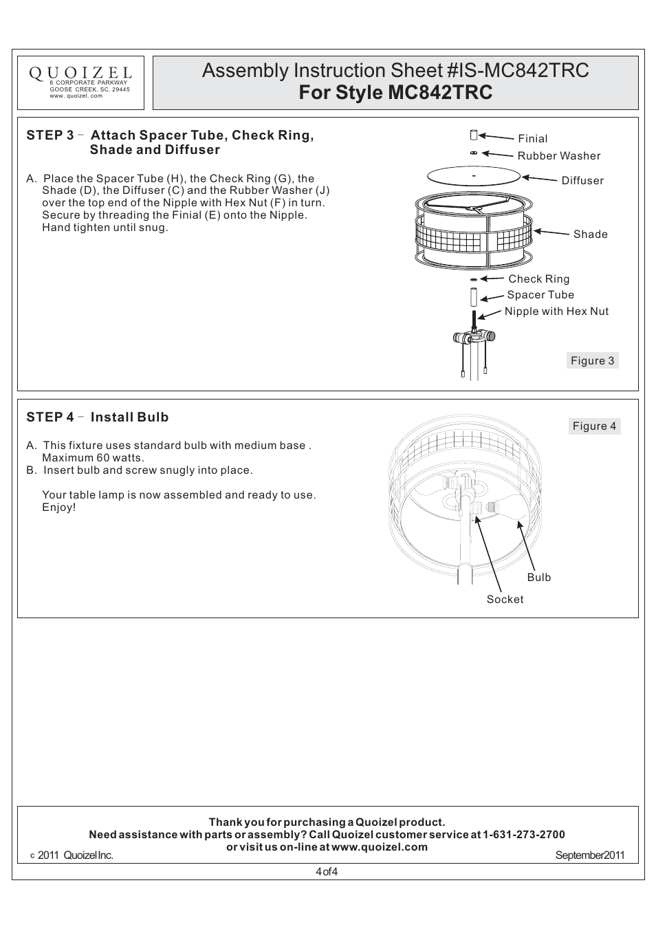 Quoizel MC842TRC Laguna User Manual | Page 4 / 4