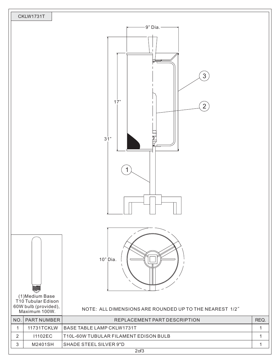 Quoizel CKLW1731T Longview User Manual | Page 2 / 3