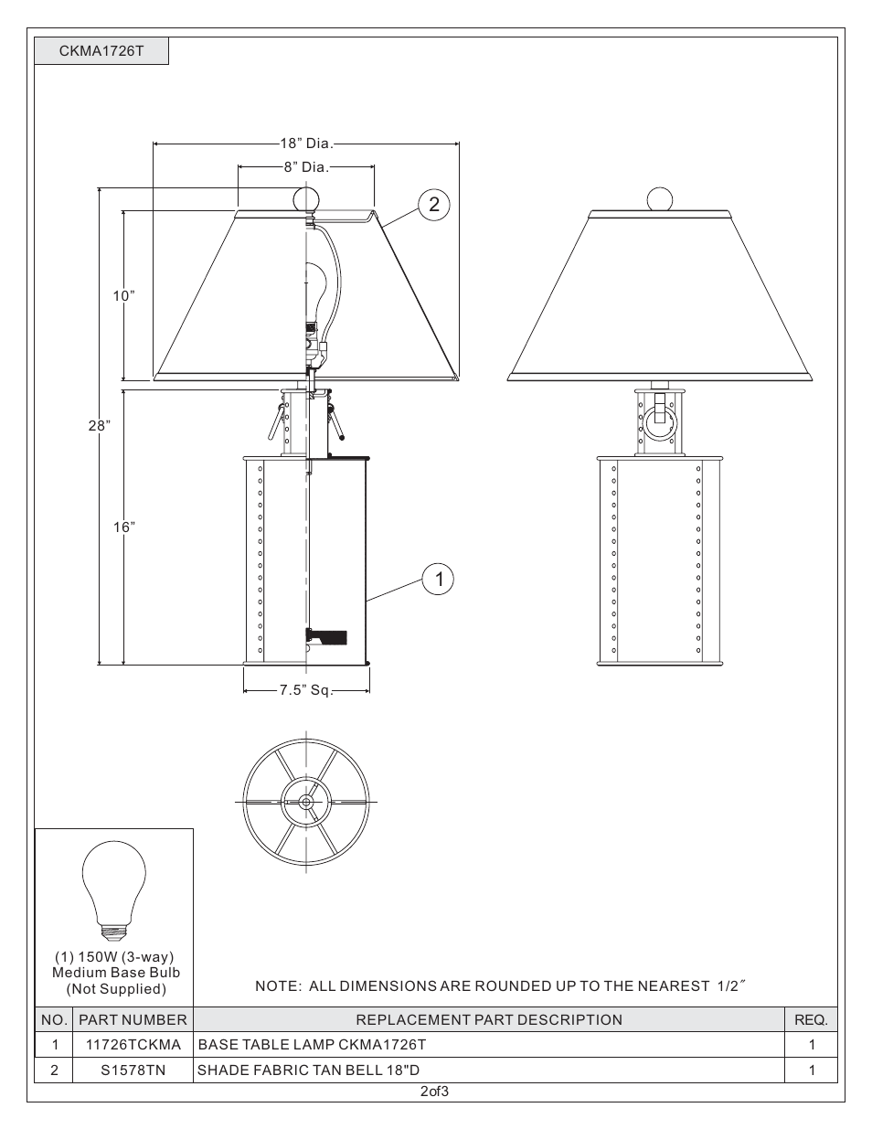 Quoizel CKMA1726T Margate User Manual | Page 2 / 3