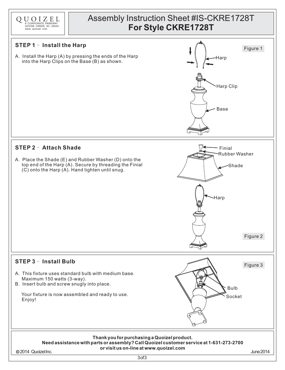 Quoizel CKRE1728T Meret User Manual | Page 3 / 3