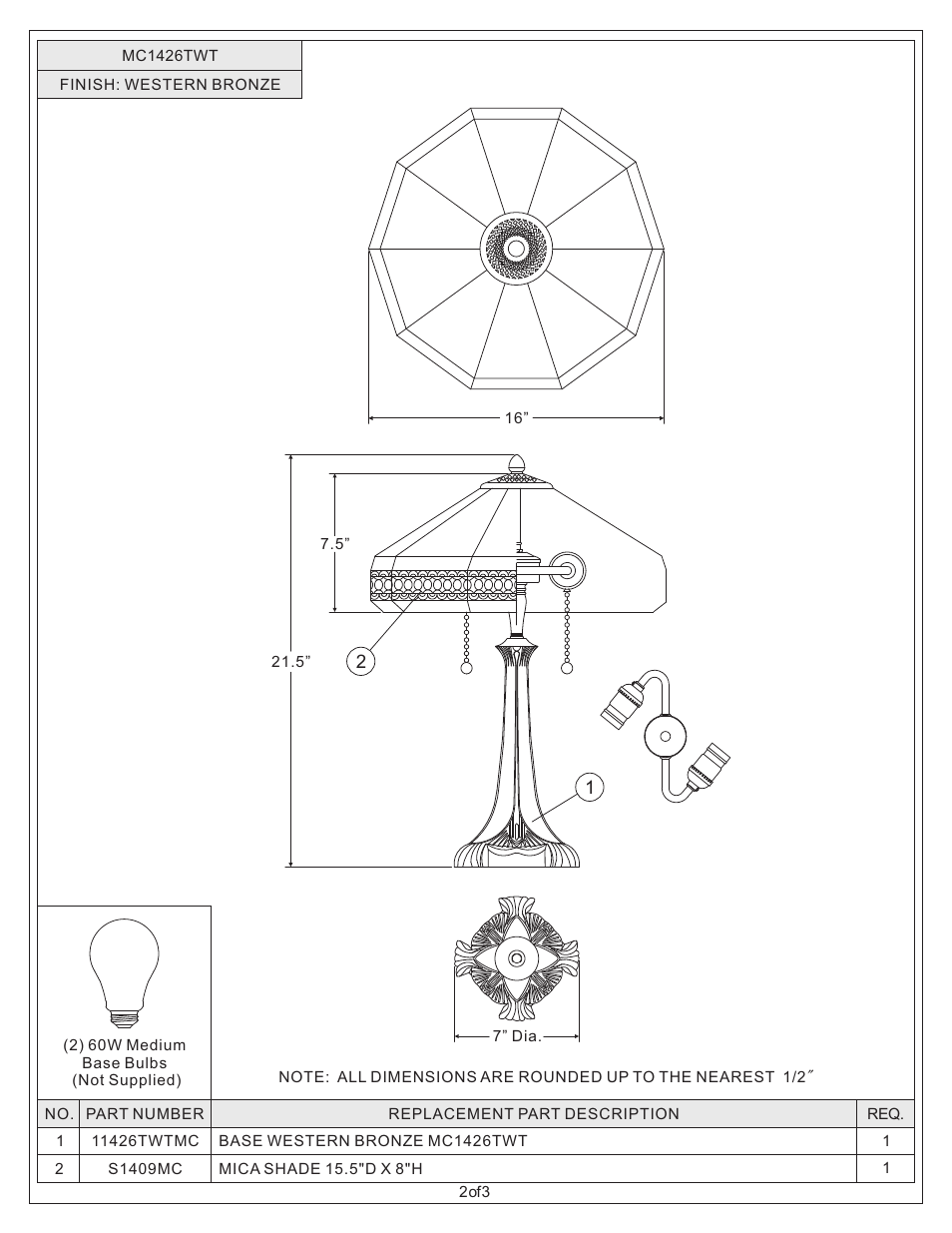 Quoizel MC1426TWT Mica User Manual | Page 2 / 3