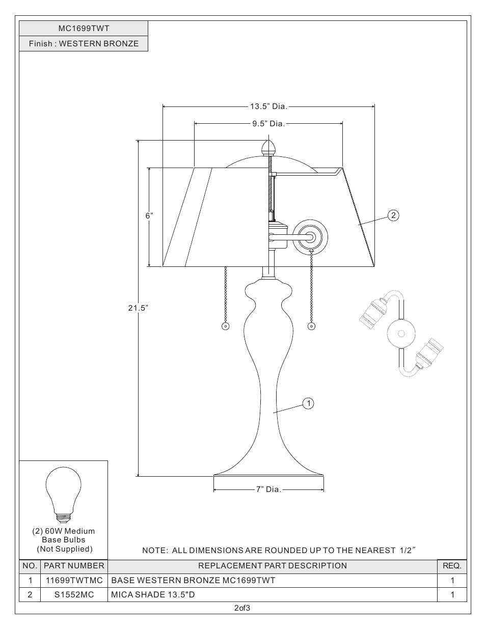 Quoizel MC1699TWT Mica User Manual | Page 2 / 3