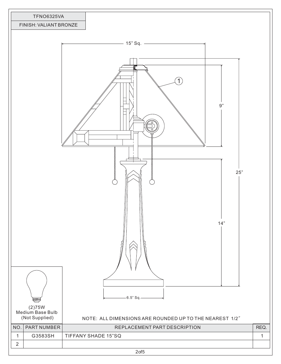 Quoizel TFNO6325VA Navajo User Manual | Page 2 / 5