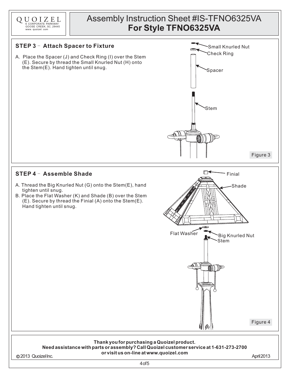 Quoizel TFNO6325VA Navajo User Manual | Page 4 / 5