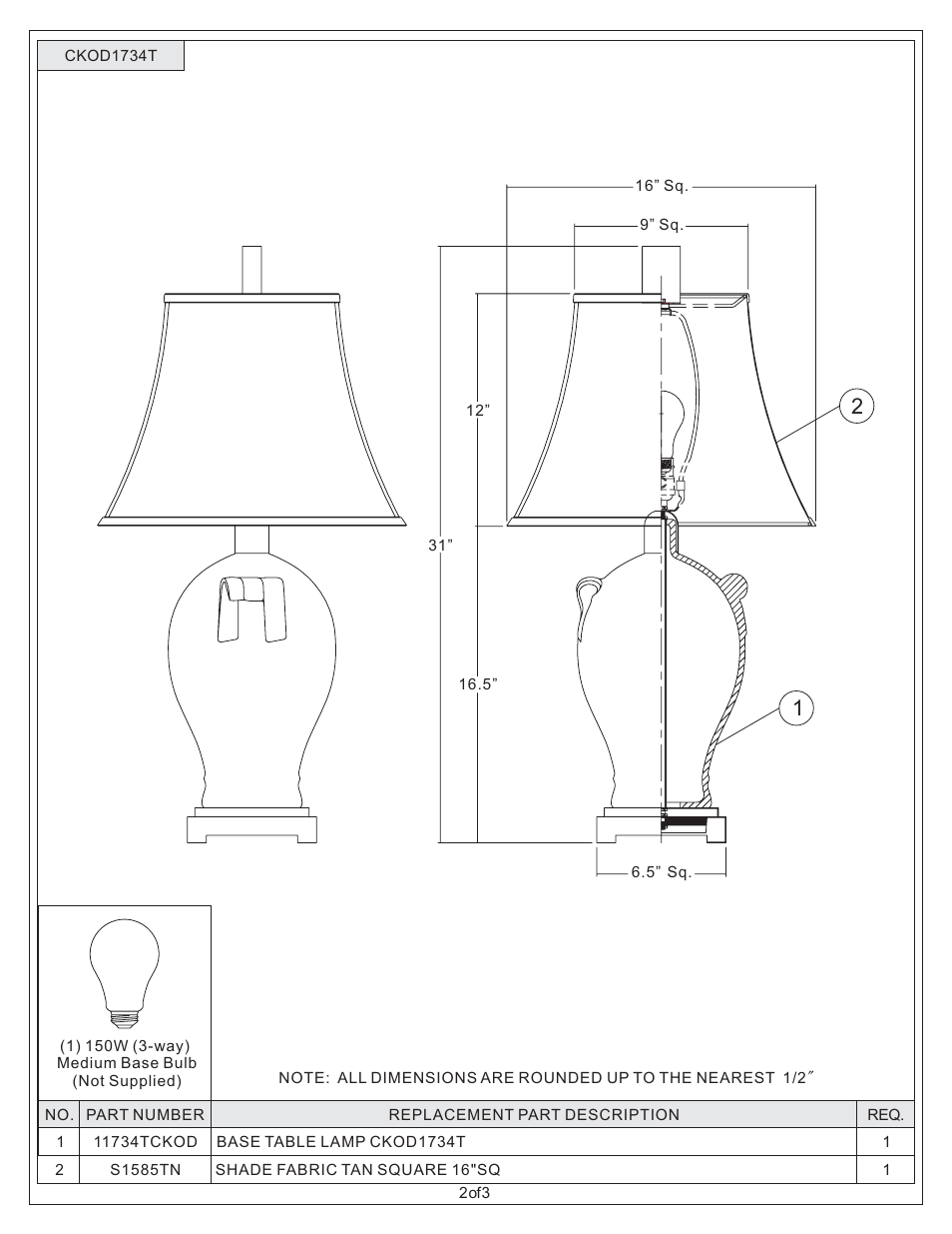 Quoizel CKOD1734T Orland User Manual | Page 2 / 3