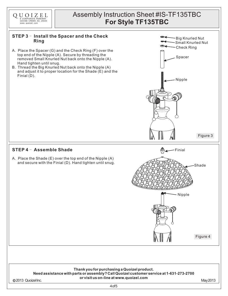 Quoizel TF135TBC Pomez User Manual | Page 4 / 5