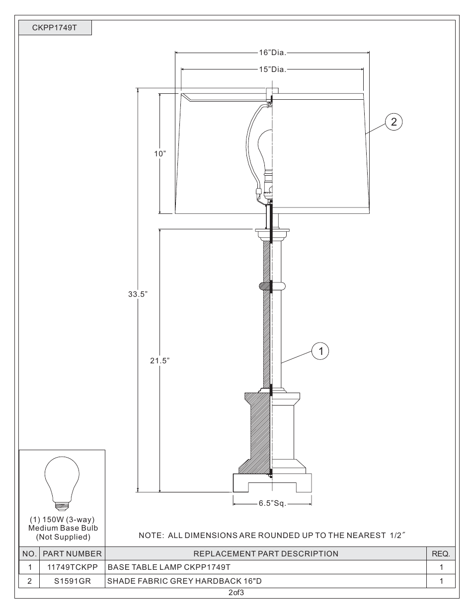 Quoizel CKPP1749T Prospect User Manual | Page 2 / 3