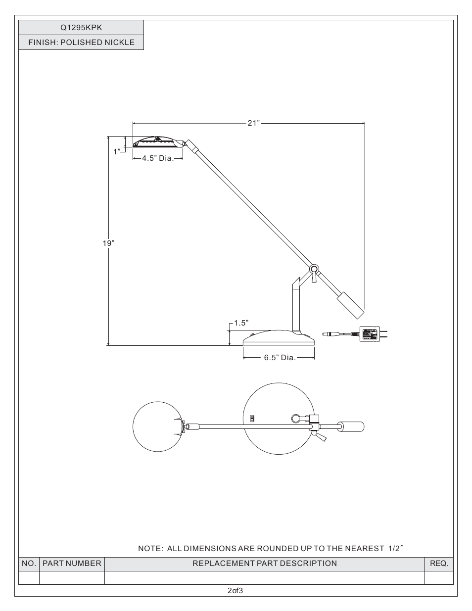 Quoizel Q1295KPK Quoizel Portable Lamp User Manual | Page 2 / 3