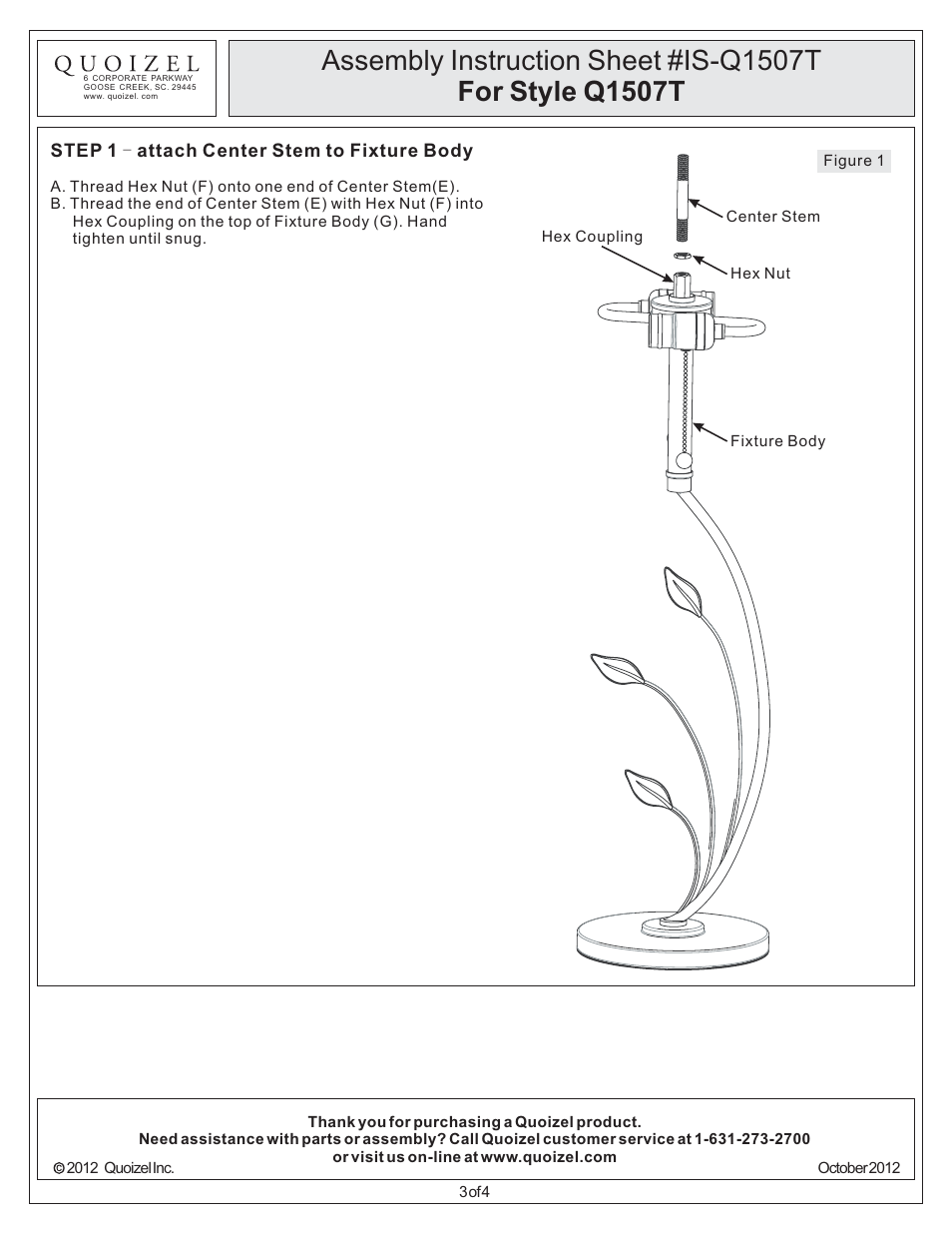 Quoizel Q1507T Quoizel Portable Lamp User Manual | Page 3 / 4