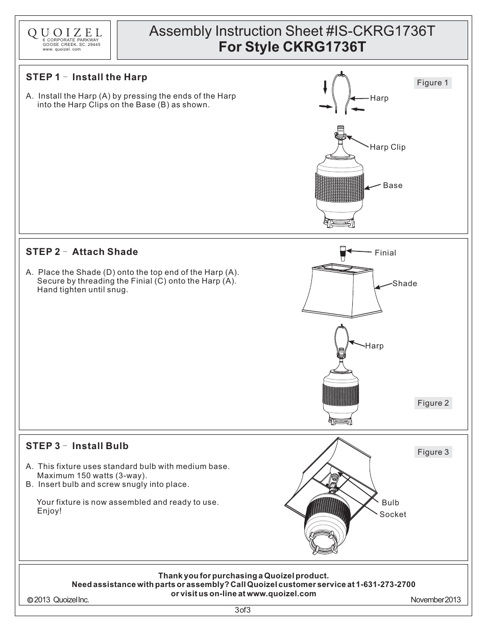 Quoizel CKRG1736T Rigging User Manual | Page 3 / 3