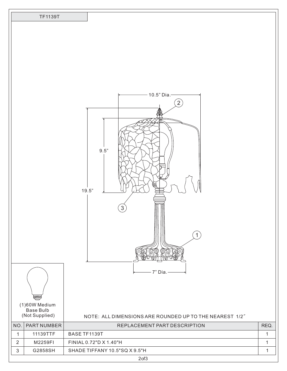 Quoizel TF1139T Tiffany User Manual | Page 2 / 3