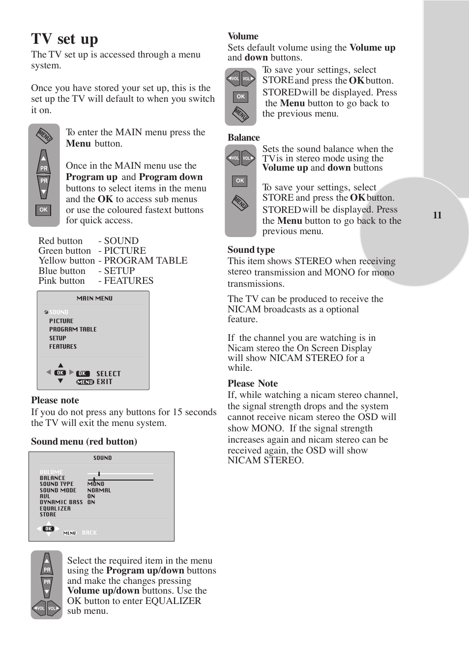 Tv set up | Beko F-772 GRL User Manual | Page 11 / 24