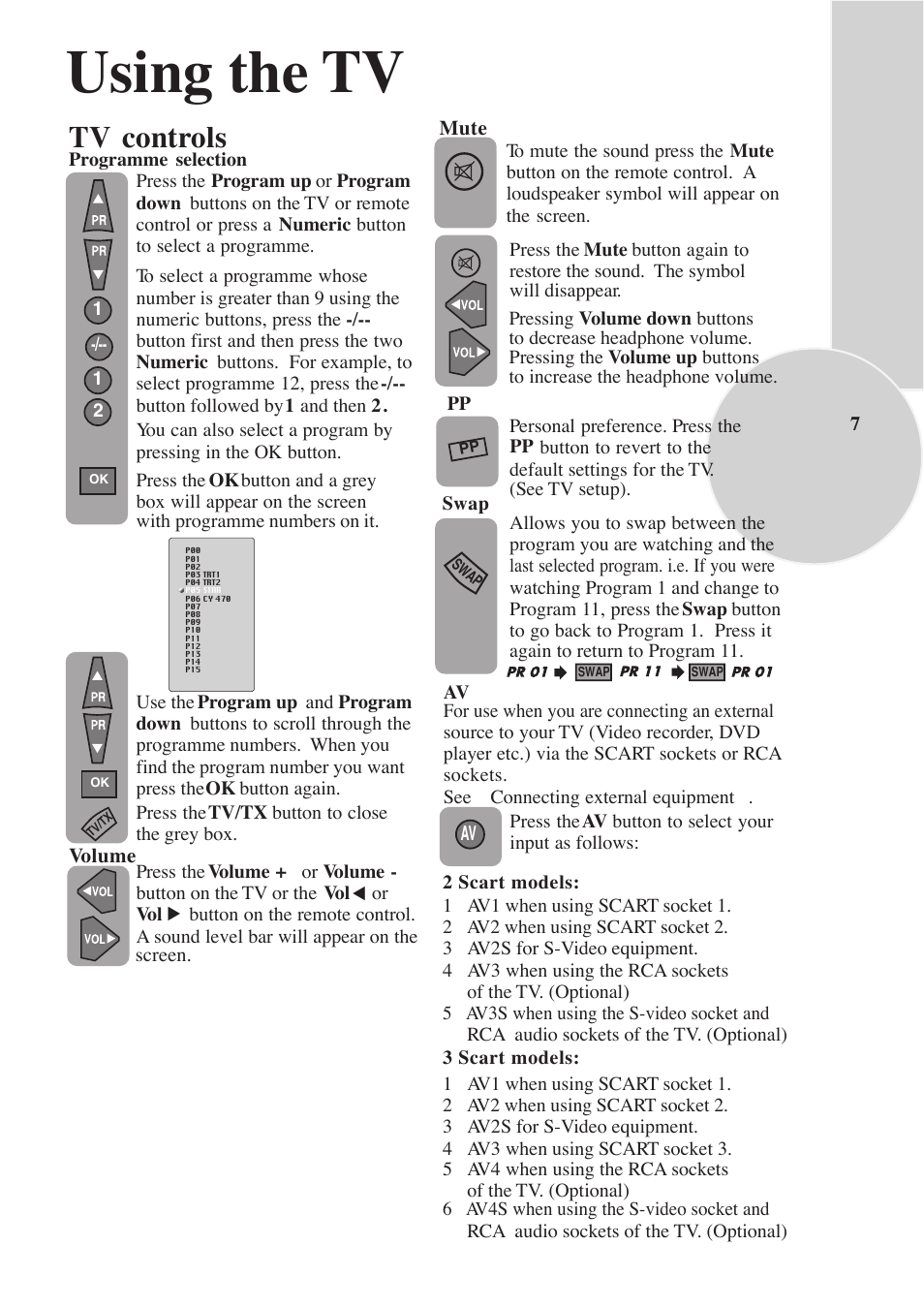 Using the tv, Tv controls | Beko F-772 GRL User Manual | Page 7 / 24