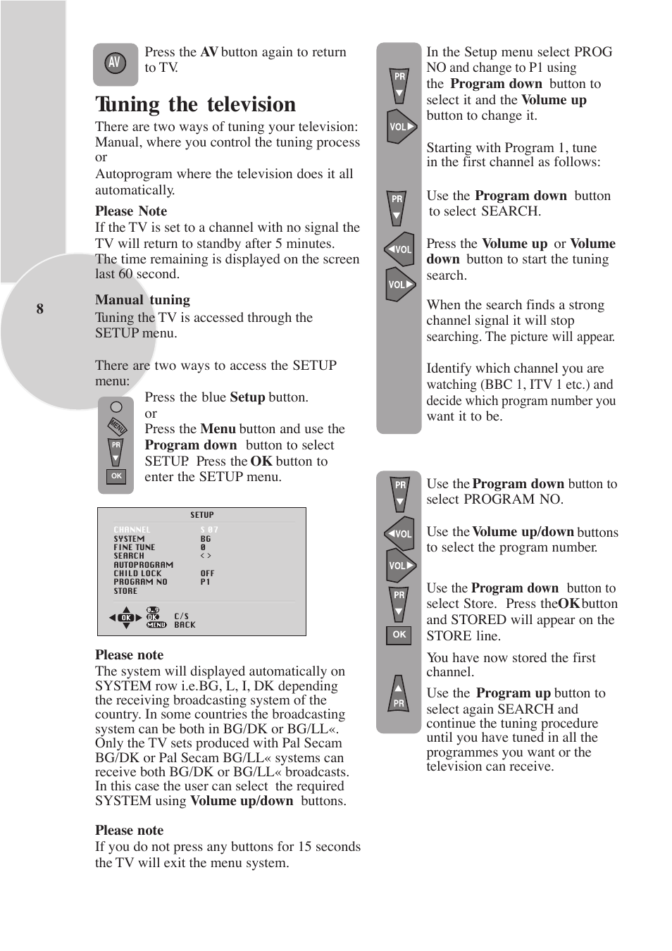 Tuning the television | Beko F-772 GRL User Manual | Page 8 / 24
