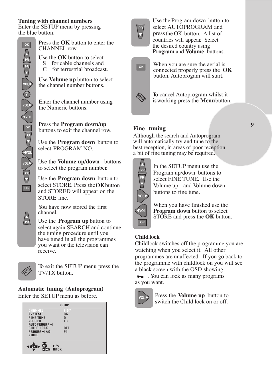 Fine tuning | Beko F-772 GRL User Manual | Page 9 / 24