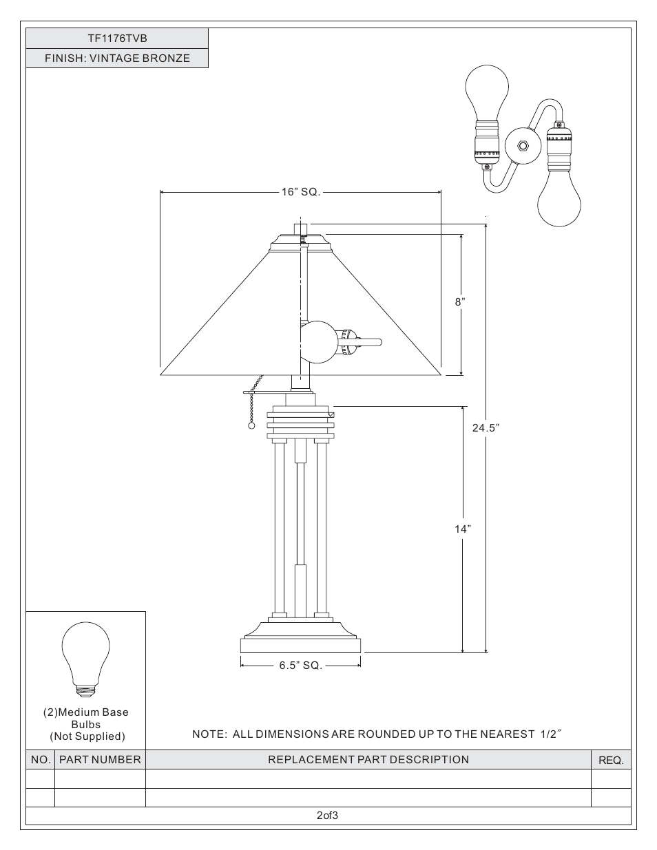 Quoizel TF1176TVB Tiffany User Manual | Page 2 / 3