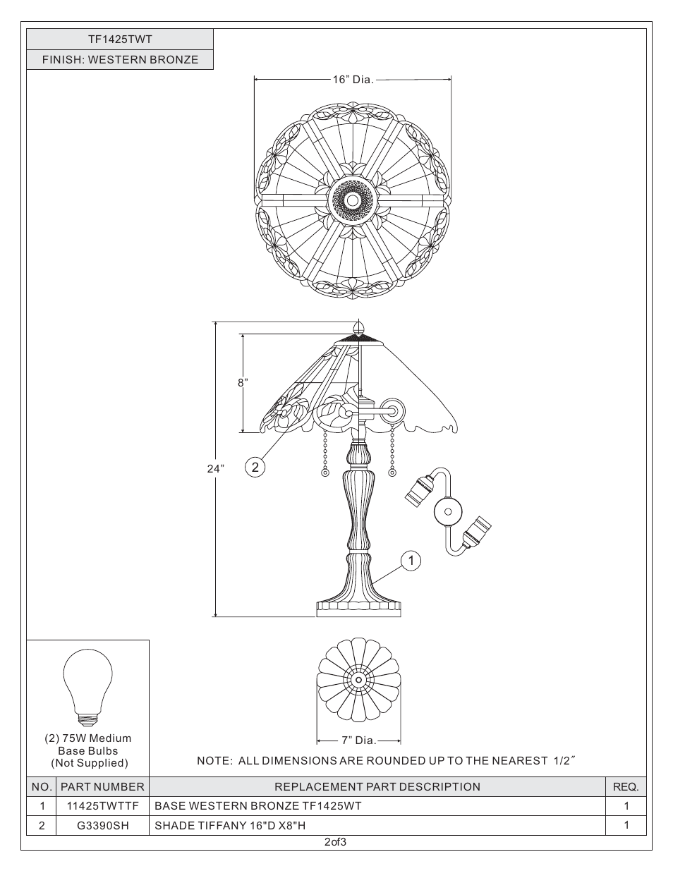 Quoizel TF1425TWT Tiffany User Manual | Page 2 / 3