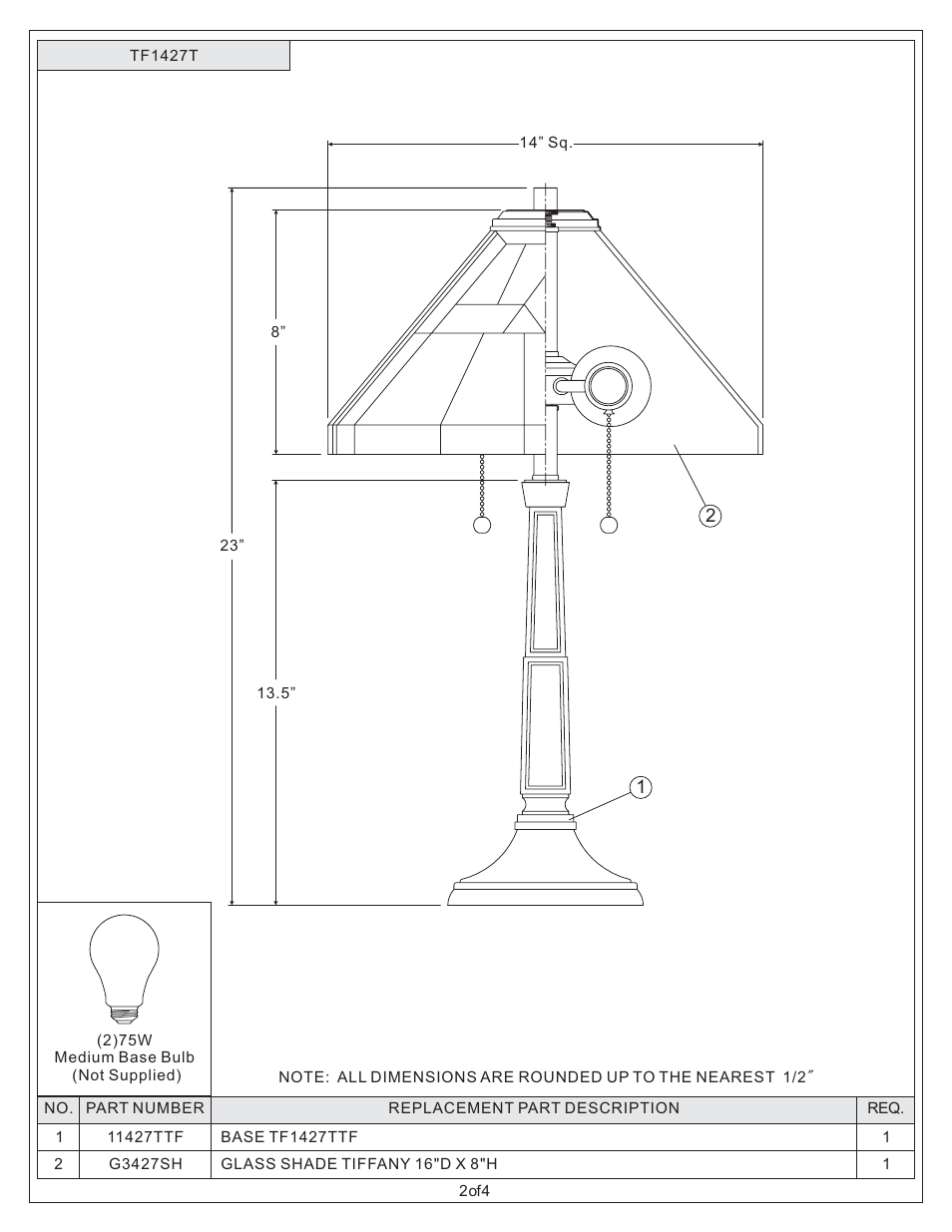 Quoizel TF1427T Tiffany User Manual | Page 2 / 4