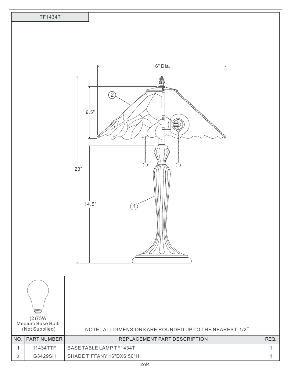 Quoizel TF1434T Tiffany User Manual | Page 2 / 4