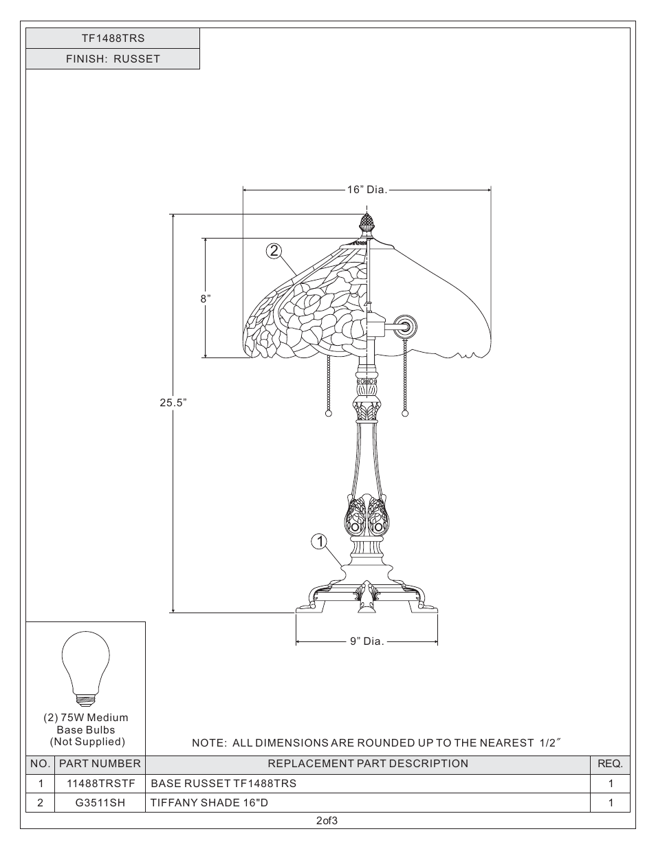 Quoizel TF1488TRS Tiffany User Manual | Page 2 / 3