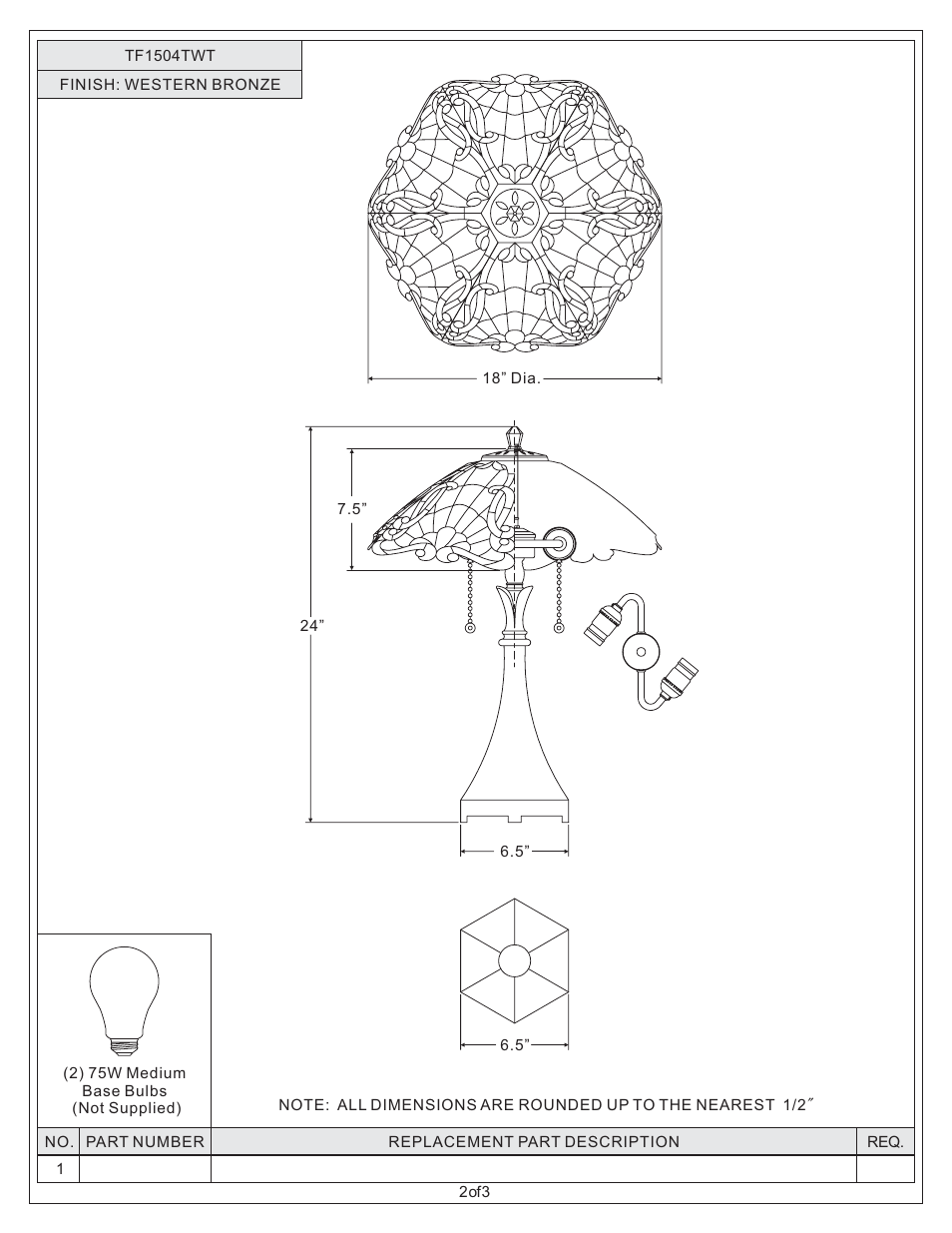 Quoizel TF1504TWT Tiffany User Manual | Page 2 / 3