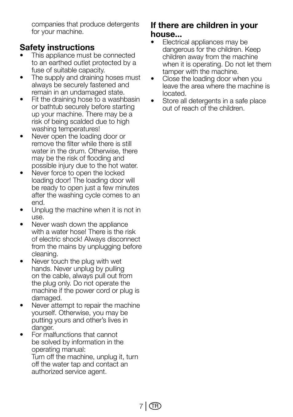 Safety instructions, If there are children in your house | Beko D1 7101 EM User Manual | Page 7 / 36