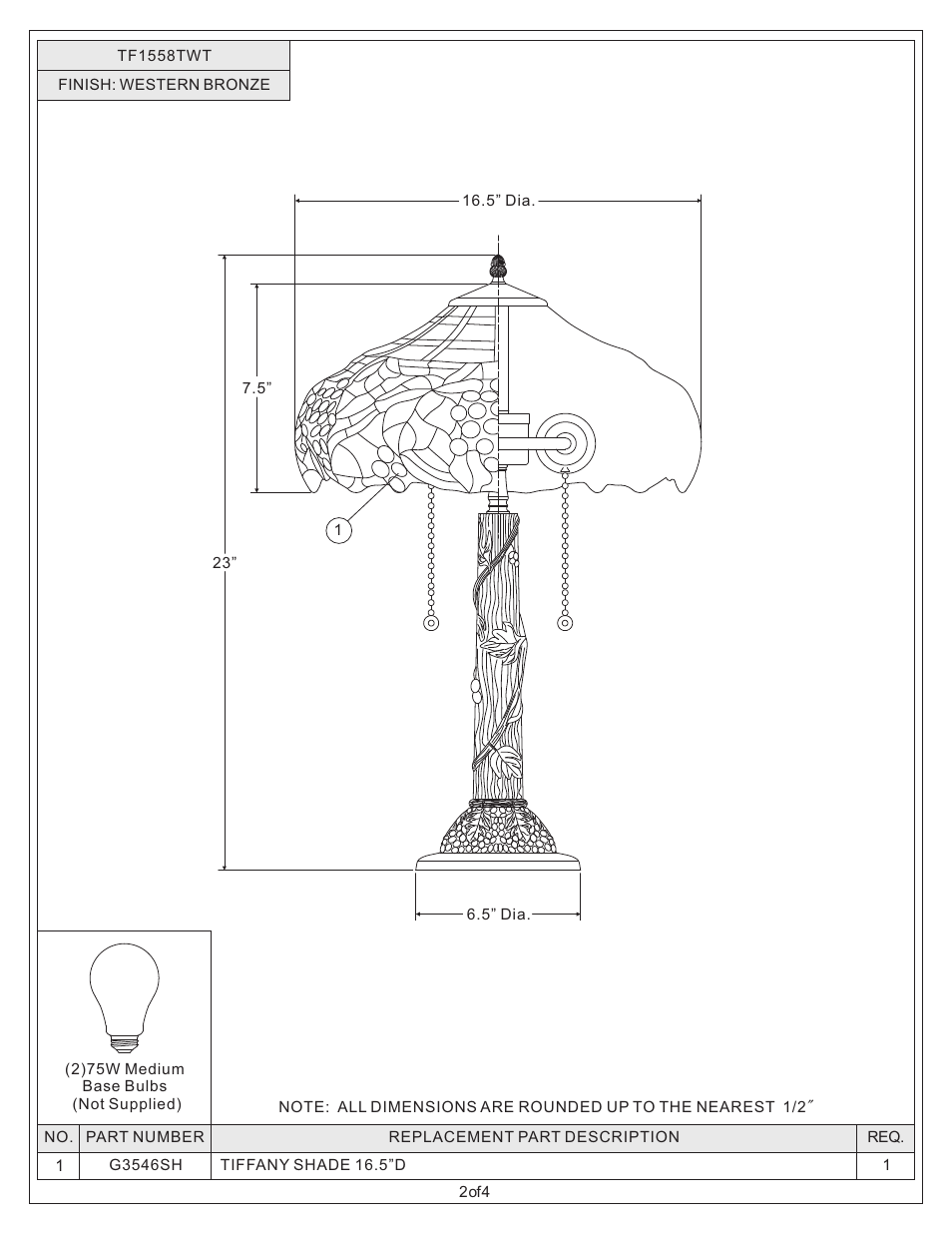 Quoizel TF1558TWT Tiffany User Manual | Page 2 / 4