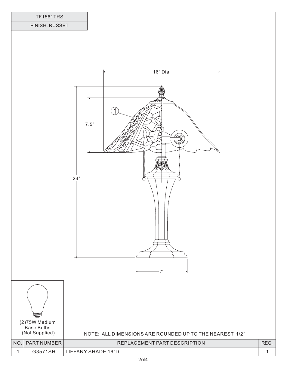 Quoizel TF1561TRS Tiffany User Manual | Page 2 / 4