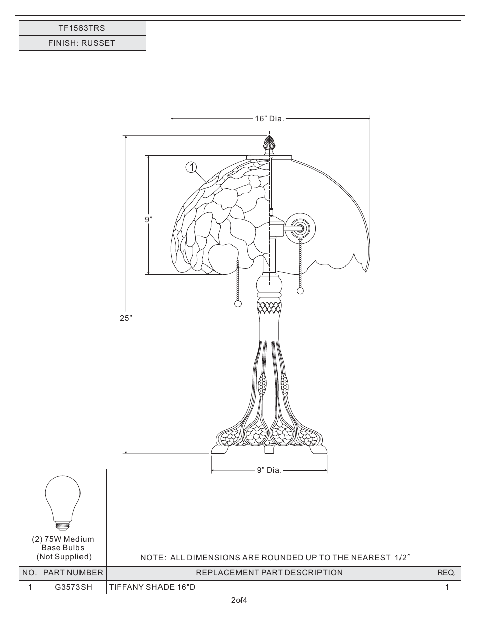 Quoizel TF1563TRS Tiffany User Manual | Page 2 / 4