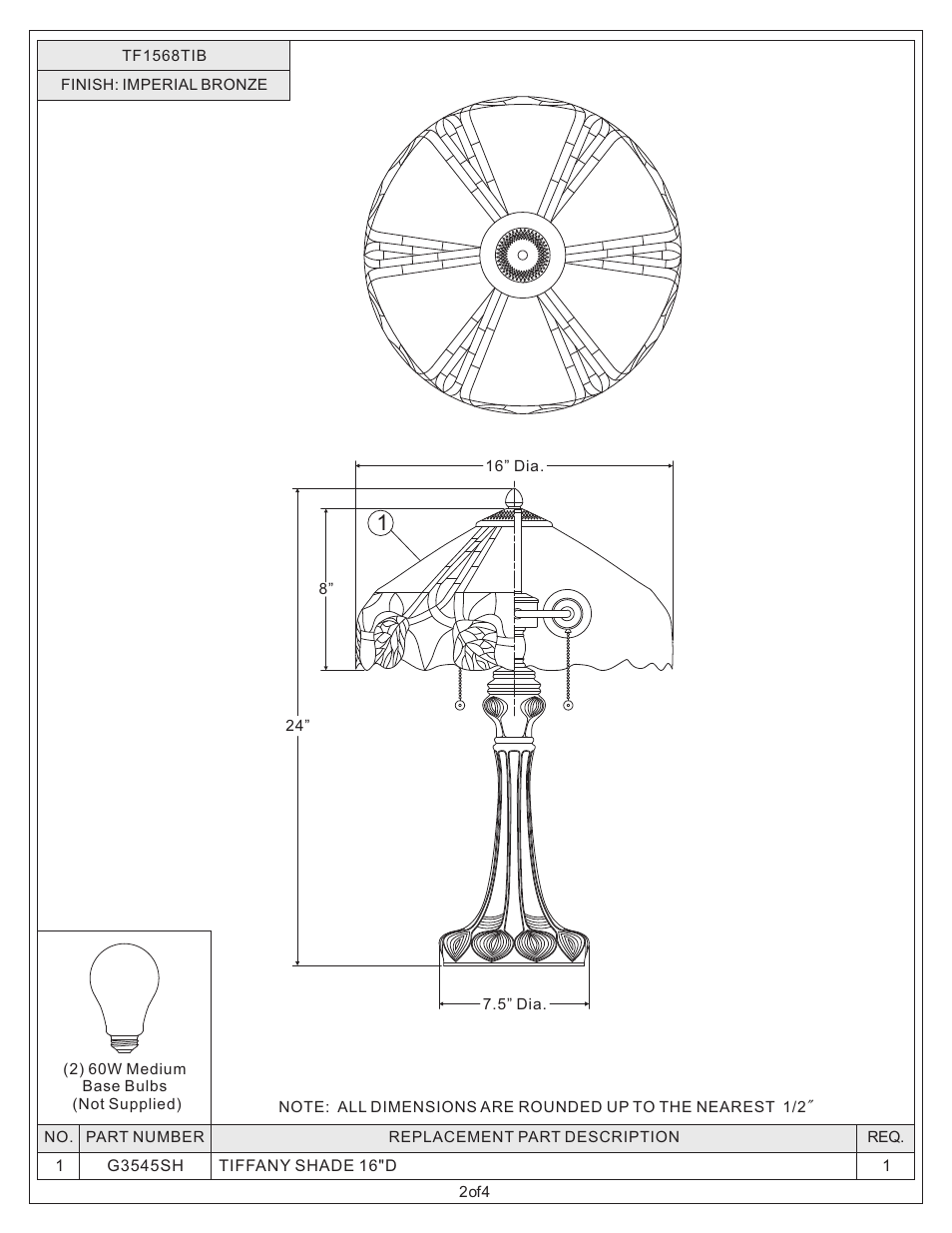 Quoizel TF1568TIB Tiffany User Manual | Page 2 / 4