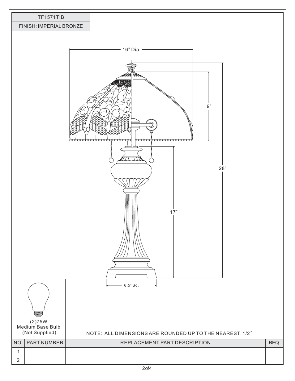 Quoizel TF1571TIB Tiffany User Manual | Page 2 / 4