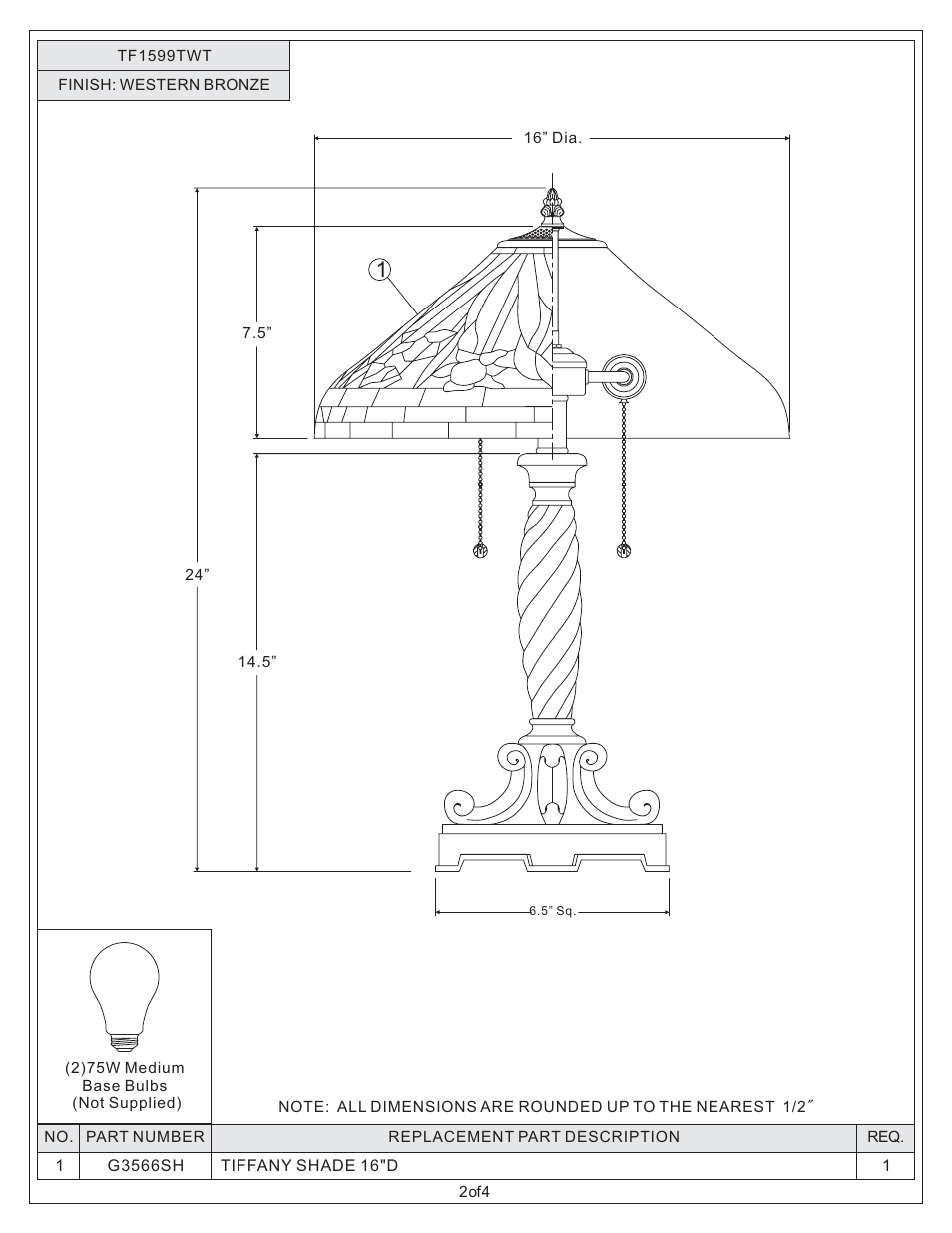 Quoizel TF1599TWT Tiffany User Manual | Page 2 / 4