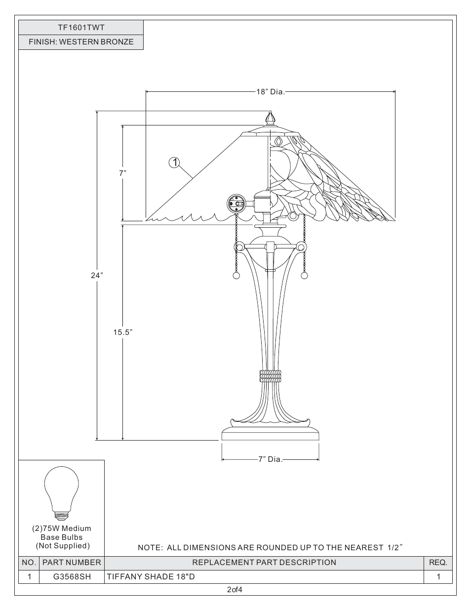 Quoizel TF1601TWT Tiffany User Manual | Page 2 / 4