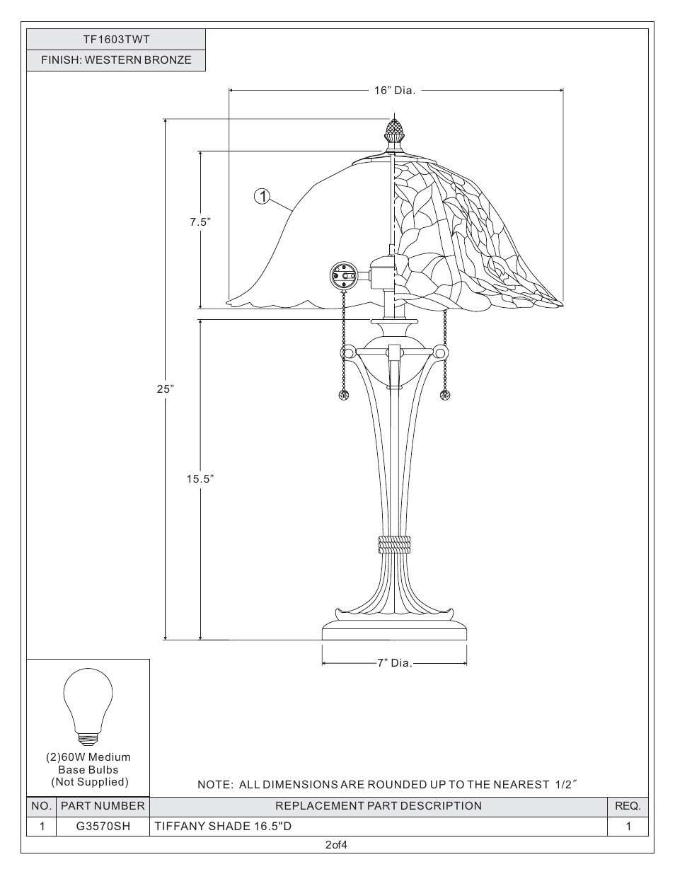 Quoizel TF1603TWT Tiffany User Manual | Page 2 / 4
