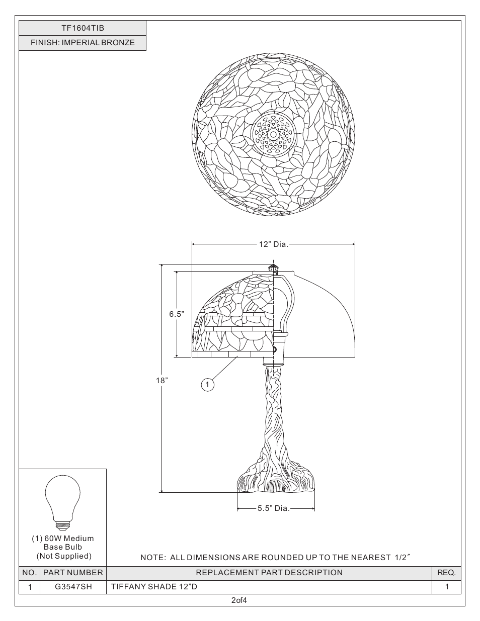 Quoizel TF1604TIB Tiffany User Manual | Page 2 / 4