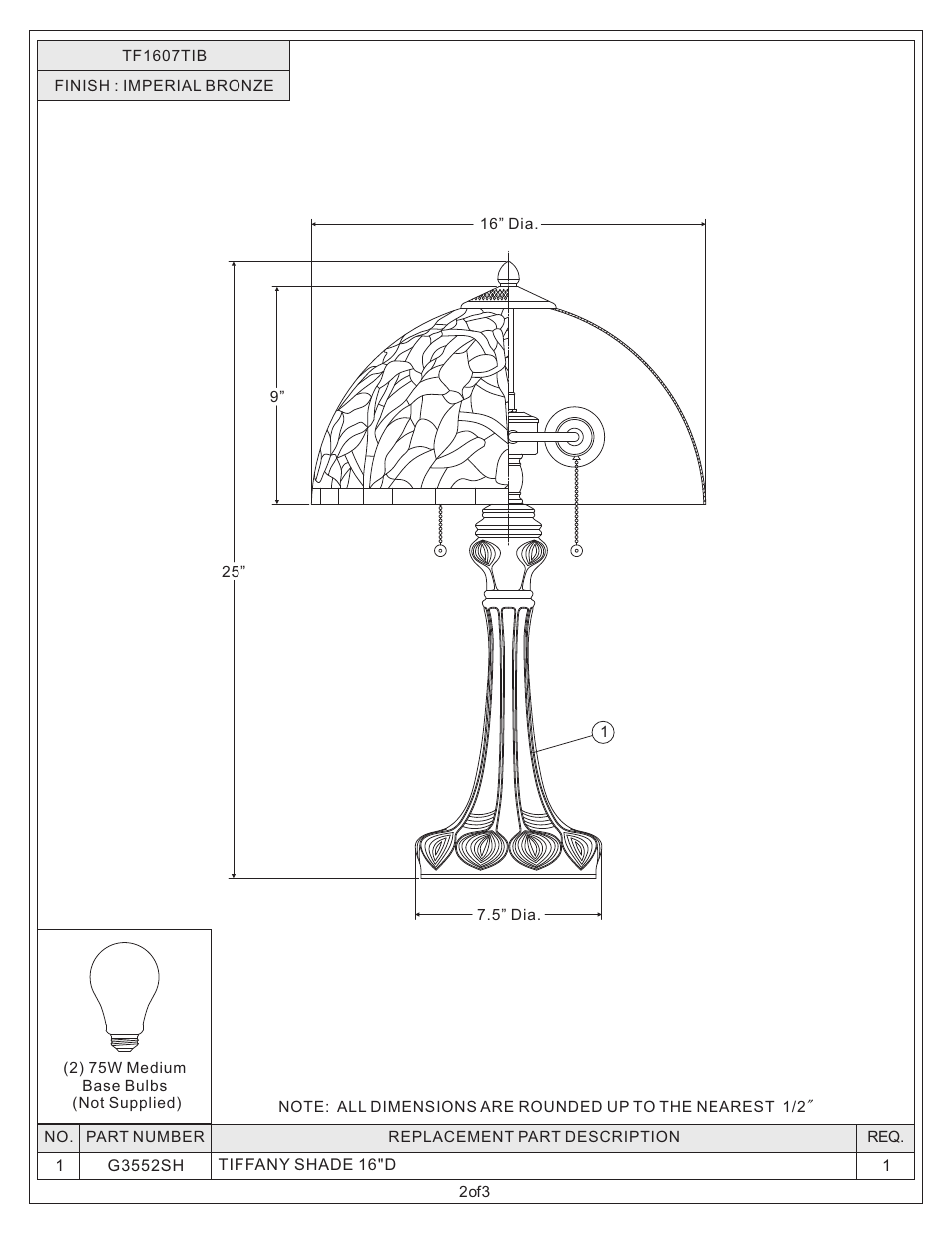 Quoizel TF1607TIB Tiffany User Manual | Page 2 / 3