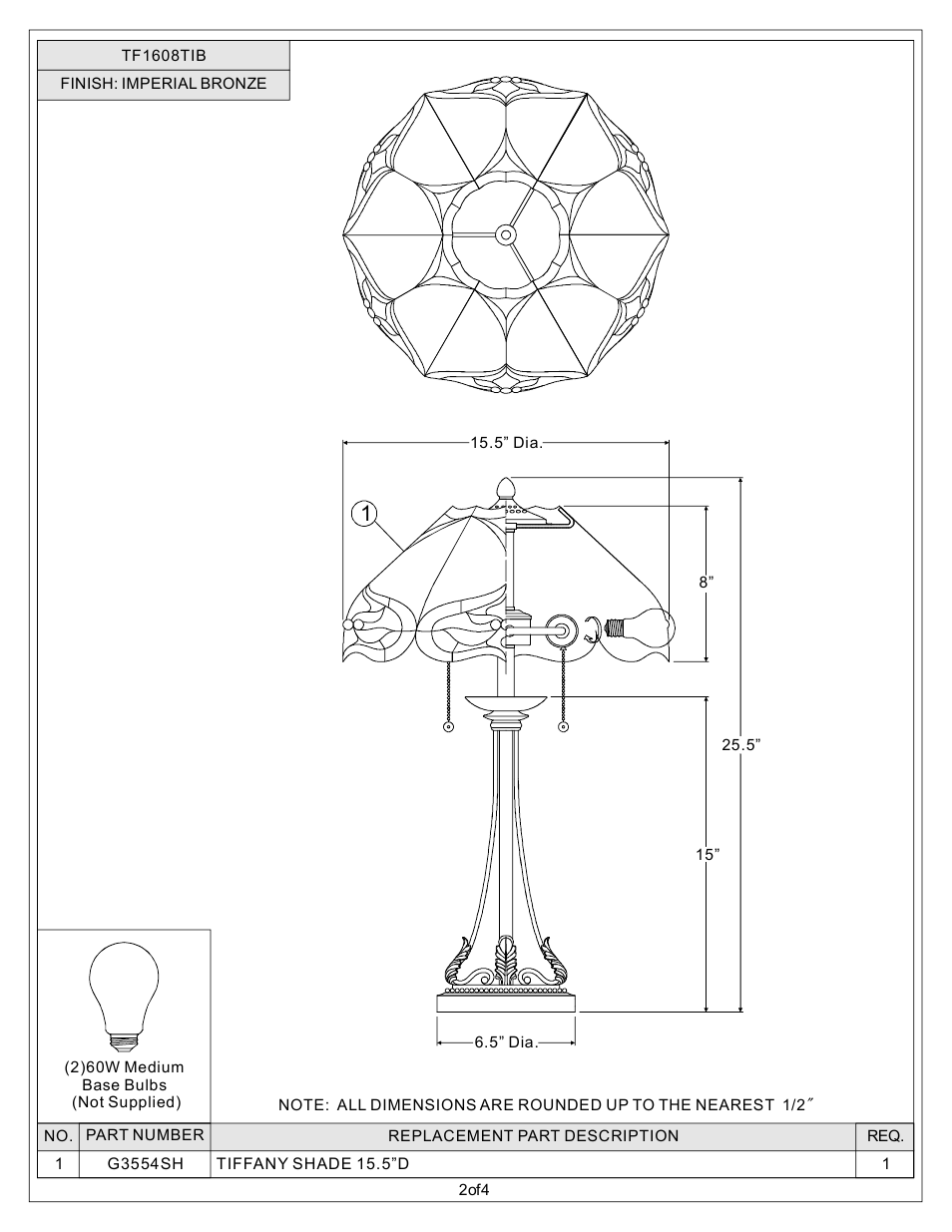Quoizel TF1608TIB Tiffany User Manual | Page 2 / 4