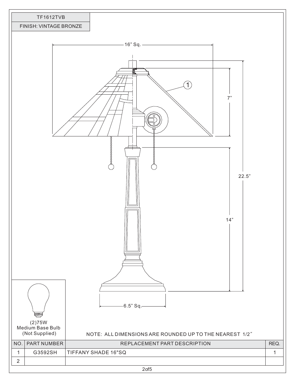Quoizel TF1612TVB Tiffany User Manual | Page 2 / 5