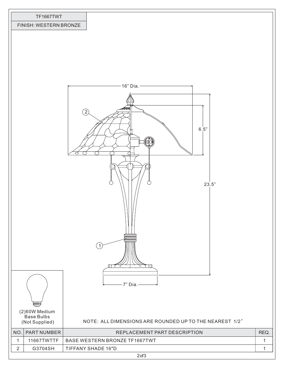 Quoizel TF1667TWT Tiffany User Manual | Page 2 / 3