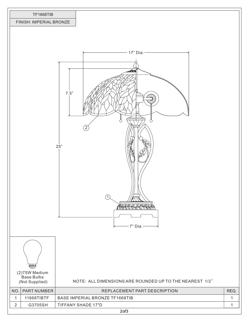 Quoizel TF1668TIB Tiffany User Manual | Page 2 / 3