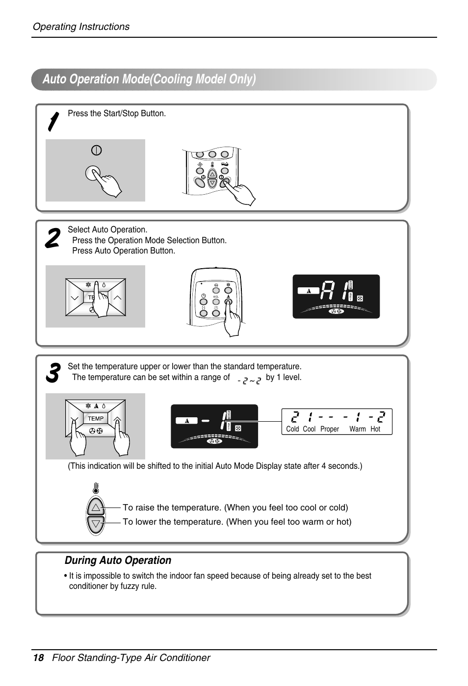 Auto operation mode(cooling model only) | Beko LG-BKE 9300 D User Manual | Page 18 / 26