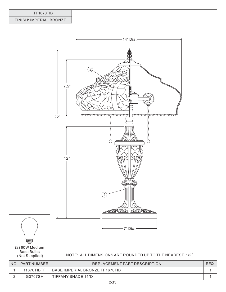 Quoizel TF1670TIB Tiffany User Manual | Page 2 / 3