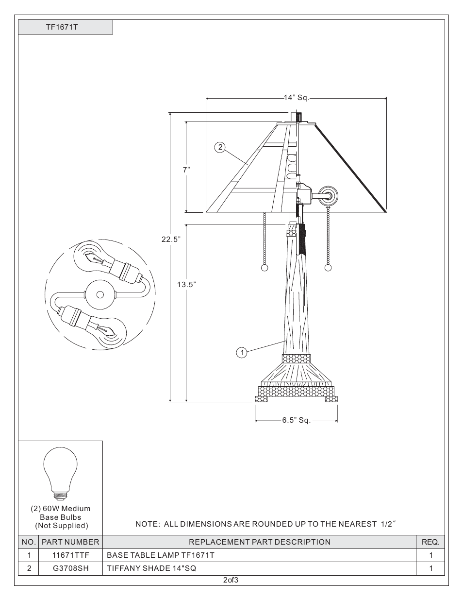 Quoizel TF1671T Tiffany User Manual | Page 2 / 3