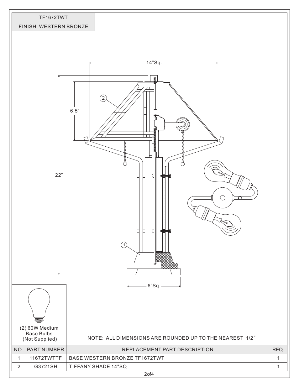 Quoizel TF1672TWT Tiffany User Manual | Page 2 / 4