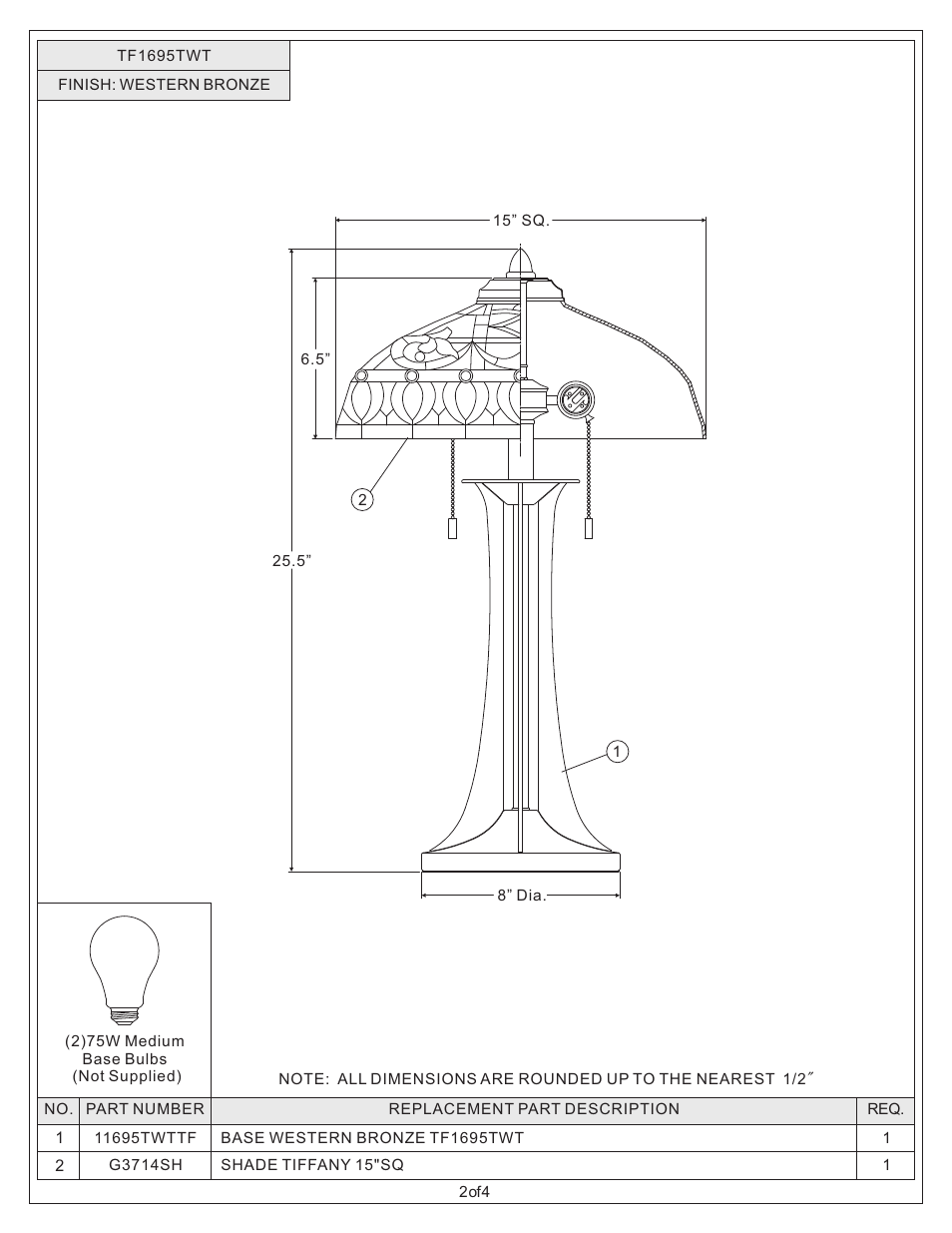 Quoizel TF1695TWT Tiffany User Manual | Page 2 / 4