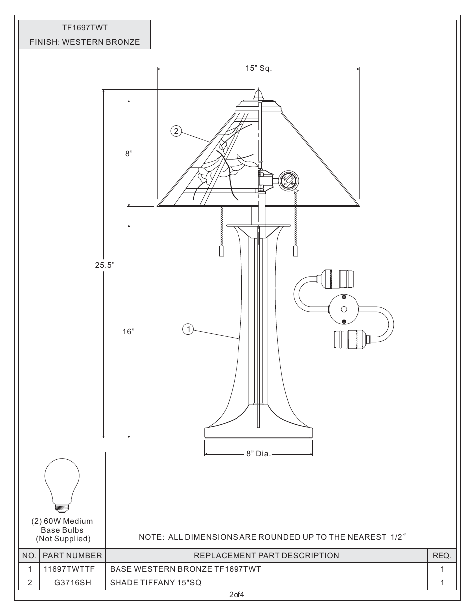 Quoizel TF1697TWT Tiffany User Manual | Page 2 / 4