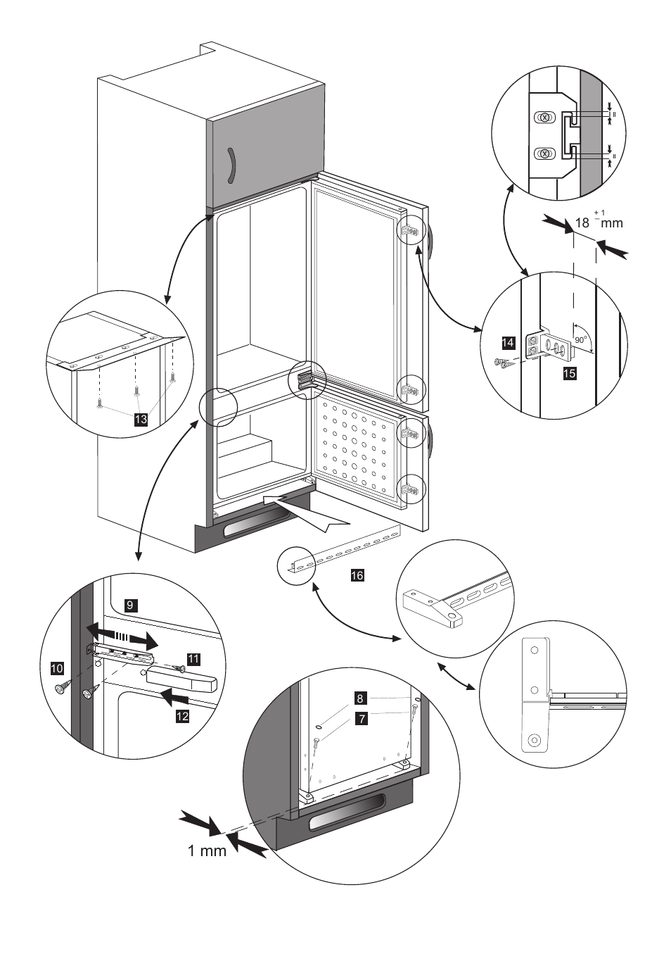 1 mm, 18 mm | Beko BC73 F User Manual | Page 20 / 25