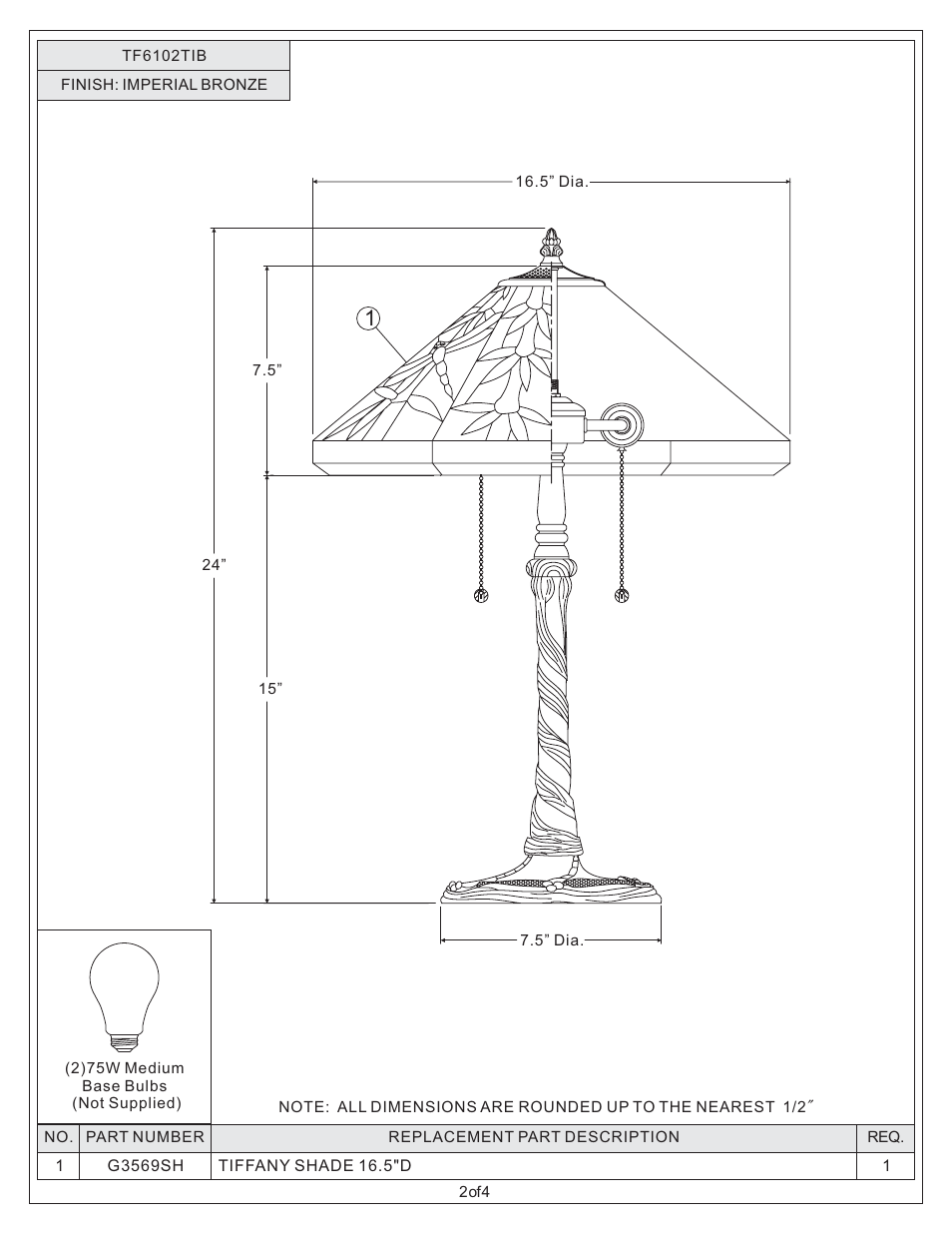 Quoizel TF6102TIB Tiffany User Manual | Page 2 / 4