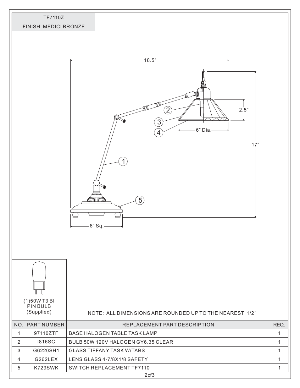Quoizel TF7110Z Tiffany User Manual | Page 2 / 3