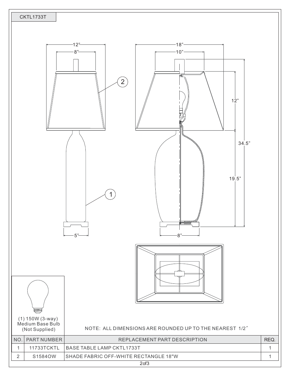 Quoizel CKTL1733T Tribal User Manual | Page 2 / 3